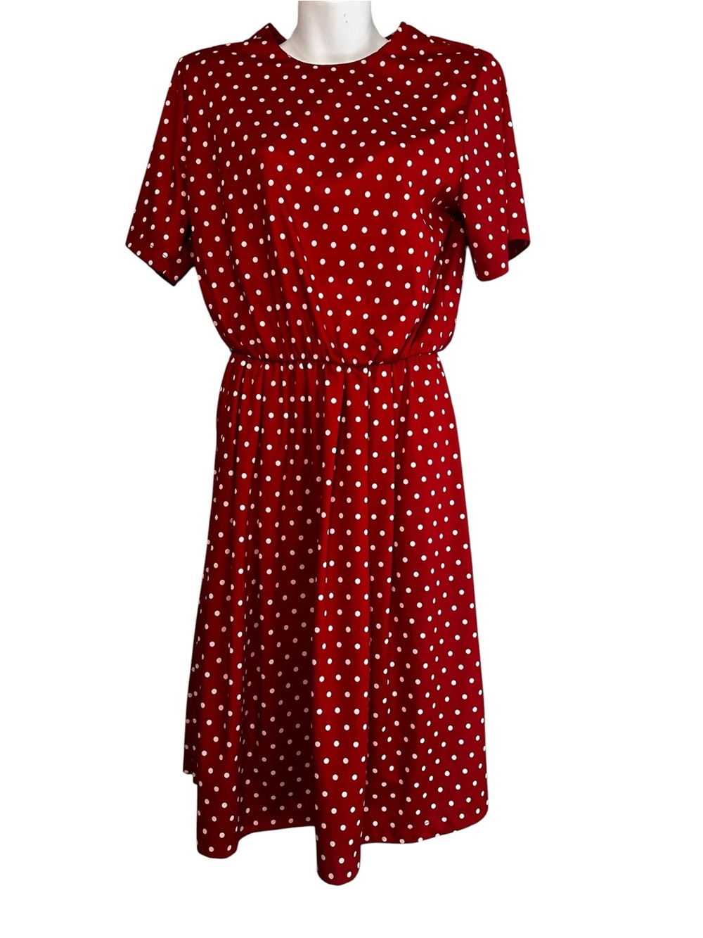 Anthony Richards Red Polka Dot Short Sleeve Midi Dress